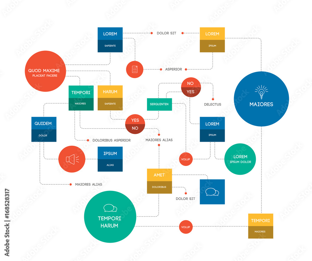 Wall mural flowchart big. template, scheme, diagram, infographic.