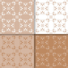 Wallpaper set of brown beige seamless patterns with floral ornaments