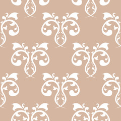 Seamless beige pattern with wallpaper ornaments