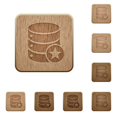 Marked database table wooden buttons