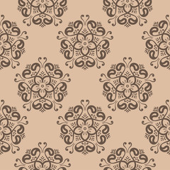 Seamless brown pattern with wallpaper ornaments