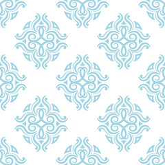 Vintage blue ornament. Floral seamless pattern