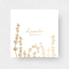 Gold lavender. Ornate decor for invitations, wedding greeting cards, certificate, labels.