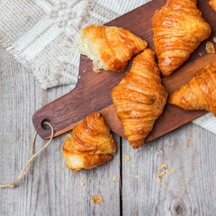 Fresh croissants on a table for breakfast