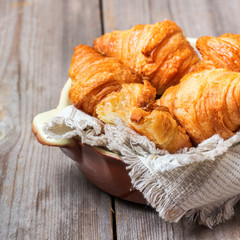 Fresh croissants on a table for breakfast