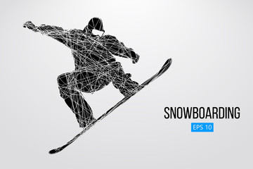 Fototapeta premium Silhouette of a snowboarder jumping isolated. Vector illustration