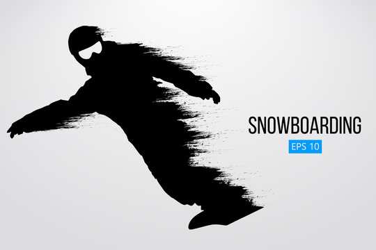 Silhouette of a snowboarder isolated. Vector illustration