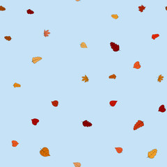 abstract vector doodle autumn leaves seamless pattern