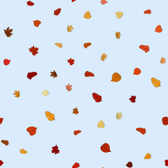 abstract vector doodle autumn leaves seamless pattern