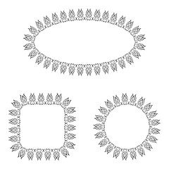 abstract vector black and white ornate frames set