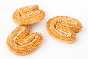 Cookies covered with sugar icing on a white background