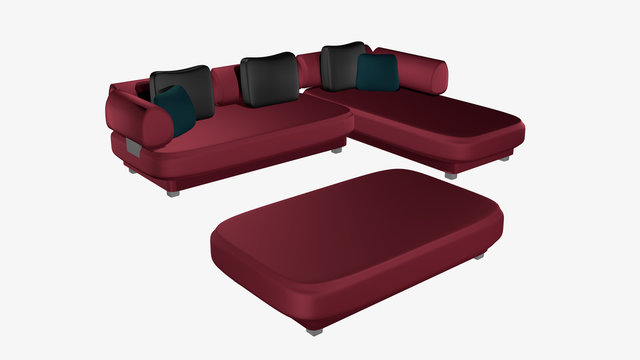 elegantes, Bordeaux Rotes Ledersofa