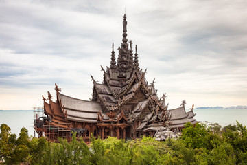 Amazing all wooden architectural wonder in Pattaya, Thailand called the Sanctuary of Truth.