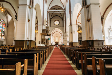 Fototapeta na wymiar Riga, Latvia. Interior Of The Riga Dom Dome Cathedral. Church