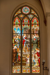 Obraz premium Riga, Latvia. Stained Glass Windows Of The Riga Dom Dome Cathedral