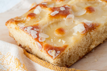 Sweet pineapple pie on a wooden desk