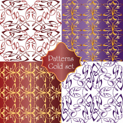 Set of gold seamless decorative patterns