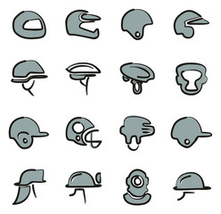 Helmet Icons Freehand 2 Color