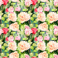 Wildflower rose flower pattern in a watercolor style. Full name of the plant: rose. Aquarelle wild flower for background, texture, wrapper pattern, frame or border.