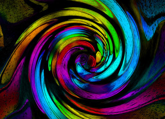 Abstract rainbow grunge spiral background pattern. Colorful grunge spiral. Grunge fractal pattern...