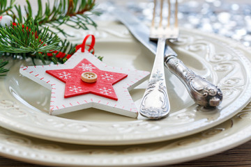 Christmas decor on a white porcelain plate.