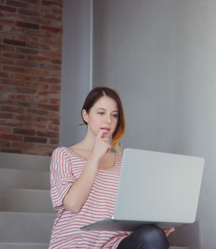young freelancer woman using laptop computer