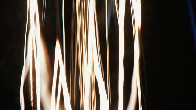 Dolly move of glowing edison lamp