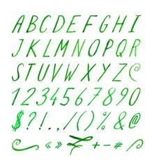 Handwritten font with punctuation marks