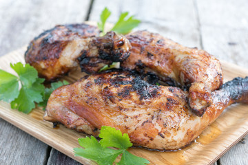 Grilled Roasted chicken legs with a thyme