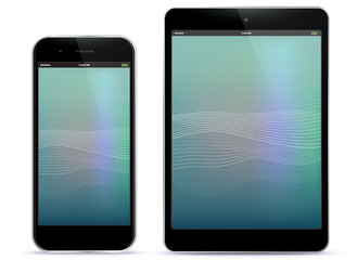 Mobile Phone and Tablet Computer Vector illustration With Abstract Screen
