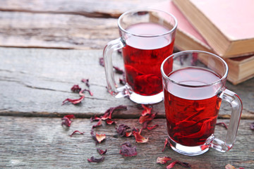 Cup of tea on grey wooden table