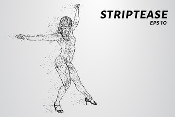 Striptease of particles. Striptease consists of dots and circles. Vector illustration.