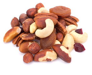 Mixed nuts isolated on white background