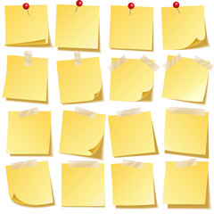 Sticky note with shadow isolated on transparent background. Yellow paper. Message on notepaper.Reminder. Vector illustration.