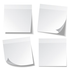 Sticky note with shadow isolated on transparent background. White paper. Message on notepaper.Reminder. Vector illustration.