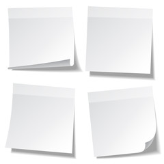 Sticky note with shadow isolated on transparent background. White paper. Message on notepaper.Reminder. Vector illustration.