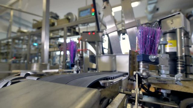 Automated production line. Modern food technology conveyor. 4K.
