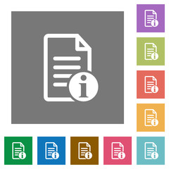 Document info square flat icons