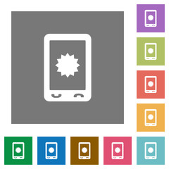 Mobile warranty square flat icons