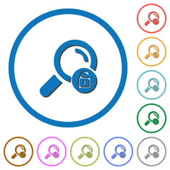 Unlock search icons with shadows and outlines