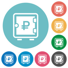 Ruble strong box flat round icons