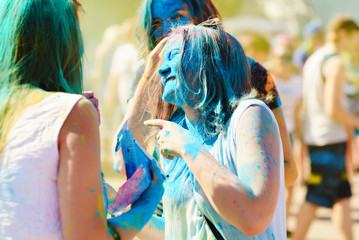 Girls paint holi