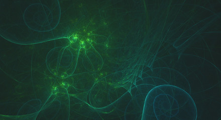 Glowing green smooth fractal spirals background