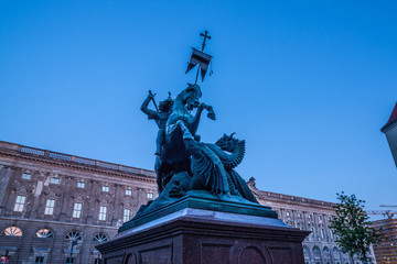 Fototapeta na wymiar Statue of the Saint George and the Dragon in Berlin, Germany. 