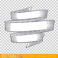 Banners ribbons. Editable line drawing. Stock vector illustration. - obrazy, fototapety, plakaty