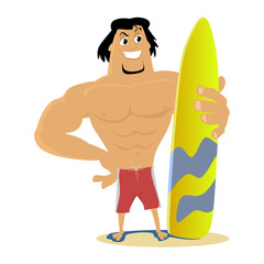 Surfing water extreme sports, isolated design element for summer vacation activity concept, cartoon wave surfing, sea beach vector illustration, active lifestyle adventure