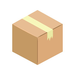 Flat icon cardboard box isolated on white background. Vector illustration.