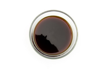 oyster sauce on white background, topview