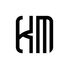 initial letters logo km black monogram square rounded shape vector