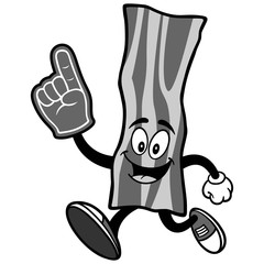 Bacon Strip Running with Foam Finger Illustration